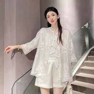 宽松中国风绣花蕾丝时尚，新中式古风提花套装0015