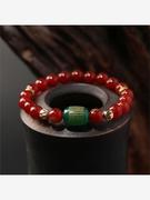 十二生肖红玛瑙手链搭配绿玛瑙手串 男女款珠宝手饰品 