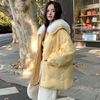 小个子羽绒服女2023年短款白鸭绒(白鸭绒)洋气显瘦黄色，加厚大毛领外套