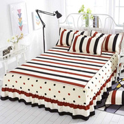纯棉床裙式床罩单件保护床套荷叶花边床单床群双人1.8米2.0m夏季