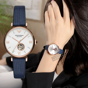 同款阿玛尼手表时尚，满天星臻蓝皮带机械表生日礼物ar60020