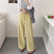亚麻天丝阔腿裤女垂感凉凉裤长裤夏季薄款2025新款松紧腰宽松棉麻