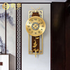 新中式黄铜鹿头挂钟客厅墙壁装饰挂钟创意静音时钟实木万年历钟表