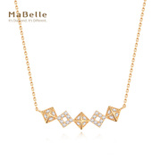 MaBelle/玛贝尔18K白金/黄金  时尚方格钻石项链 项链长度42.5cm
