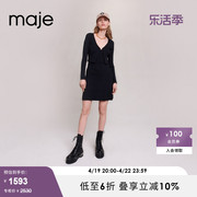 majeoutlet2023春秋女装黑色，针织两件套连衣裙mfpro03136