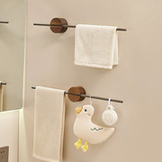 灰胡桃木毛巾架免打孔卫生间浴室毛巾挂杆置物架厕所洗手间挂架