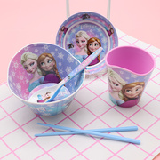 儿童餐具套装网红冰雪奇缘，爱莎公主碗宝宝，餐盘耐摔防烫碟可爱水杯