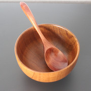 带木勺子碗勺套装日式料理碗宝宝，防摔木碗酸枣木汤碗手工饭碗木制