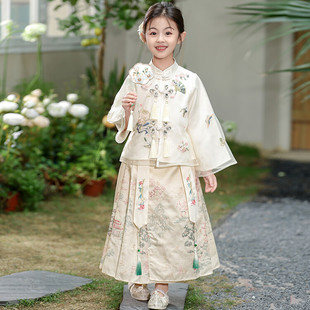 女童改良汉服马面裙搭配的上衣套装春秋季儿童礼服中国风民族服装