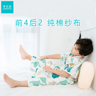 超薄款纯棉纱布短袖睡袋春夏季婴儿童空调，房大中童宝宝防踢被无袖