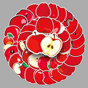 50张苹果卡通可爱Q版防水DIY美味水果不干胶涂鸦手机壳旅行箱贴纸