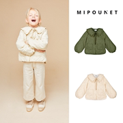 西班牙mipounet23aw女童，时髦洋气大翻领，绗缝棉服夹克外套