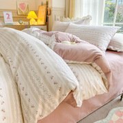 公主风床上四件套纯棉全棉，100%小清新学生宿舍，床单被套三件套床品