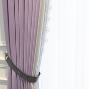 轻奢北欧高档大气婚房紫色卧室，简约现代飘窗落地加厚遮光窗帘