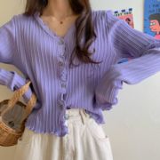 外搭bm短款上衣女春秋紫色温柔风薄款防晒小外套夏季冰丝针织开衫