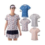 日本直邮YONEX 女式比赛衬衫网球羽毛球服上衣短袖灰色海军蓝蓝色