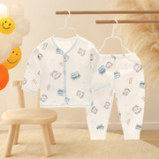 新生婴儿春夏季衣服男女宝宝，纯棉薄款长袖，透气开衫内衣套装0-1岁