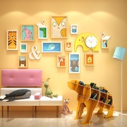 北欧儿童房沙发背景墙面，装饰照片墙免打孔相片，墙创意相框挂墙组合