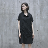连衣裙黑色夏季衬衫领气质显瘦连体，袖设计感小众原创个性裙子