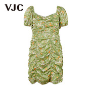VJC/威杰思春夏女装修身连衣裙潮流气质减龄复古时尚通勤