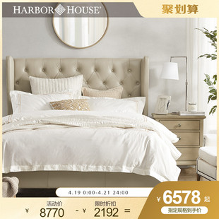 HarborHouse轻奢真皮床头层牛皮双人主卧大床1.8m婚床a实木皮艺床