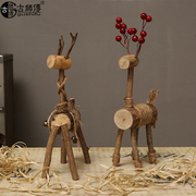 创意木工艺小饰品摆件小鹿木质桌面摄影道具装饰可爱手工艺品木制
