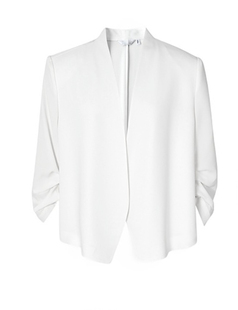 令麦檬商场同款2024春v领堆堆袖黑白色短款醋酸西装外套5f4110791