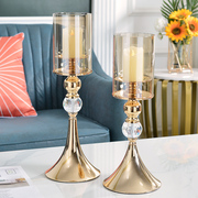 北欧轻奢金属玻璃烛台摆件客厅家用创意浪漫餐桌蜡烛台家居装饰品