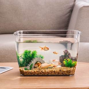 塑料鱼缸透明仿玻璃超大号长方形圆形桌面，组装小生态瓶防摔亚克力
