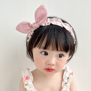 韩国儿童发箍宝宝蝴蝶结碎花兔耳朵发卡女童可爱小女孩头箍发饰品