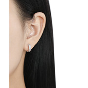 韩版小众个性欧美风气质高级感圆珠边竖纹镶钻设计S925纯银耳扣女