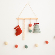 圣诞节挂件纯棉手工布艺袜子圣诞树挂饰节日场景氛围布置壁挂装饰
