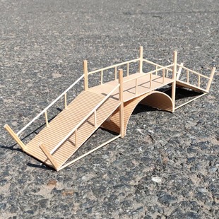 雪糕棒棍木条diy手工，制作小桥木屋模型，幼儿园手工制作材料牙签桥