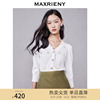 maxrieny白色v领开衫，上衣小雏菊，针织外套