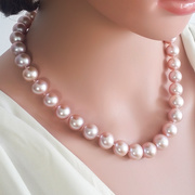 珍珠鸟珍藏款璀璨12-15mm超大淡水珍珠项链正圆，强送妈妈礼物