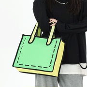卡通涂鸦3D包包时尚手提包搞怪潮流饭盒女包手拎包韩版简约托特包
