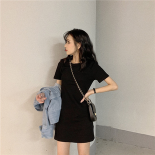 Daaaaa学生#2024夏韩版中长款连衣裙女纯色外贸女装裙子衣服