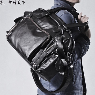 2023男包单肩斜挎包，横款方形商务旅行包，大容量手提包韩版软皮