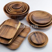 muji无印良品木碗木碟木盘，天然木制餐具沙拉，碗方碟长形碟木质杯碗