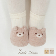 KIDSCLARA韩国婴儿袜子冬款厚雪尼尔绒宝宝短袜舒适带防滑地板袜