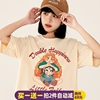 vintage美式t恤女夏季卡通，2023oversize小众纯棉宽松短袖体恤