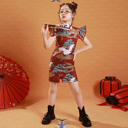 23夏季中国风女童礼服改良旗袍国潮儿童，走秀连衣裙古筝弹奏演出服