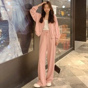 韩版学生运动套装女春秋季显瘦洋气减龄网红卫衣阔腿裤休闲两件套