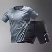 运动套装男跑步速干排汗衣短袖，夏季薄款健身服，休闲篮球训练服装备