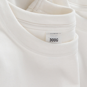 300g重磅纯棉短袖t恤男白色，圆领宽松美式复古潮牌纯色打底上衣夏