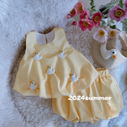 女宝宝夏装套装2024小童夏季女童，两件套夏款运动可爱鸭子童装