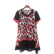 维系列夏季款时尚高端洋气，红色圆点短袖印花女装，雪纺连衣裙4c307