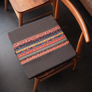 东南亚复古棉麻拼布椅垫民族风，条纹餐桌椅子坐垫酒吧长板凳垫
