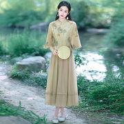 新中式连衣裙套装少女夏装，2024初中高中学生汉服旗袍裙子套装