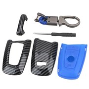 ABS Carbon Fiber Car Key Case Cover With Keychain BMW 1 2 3
